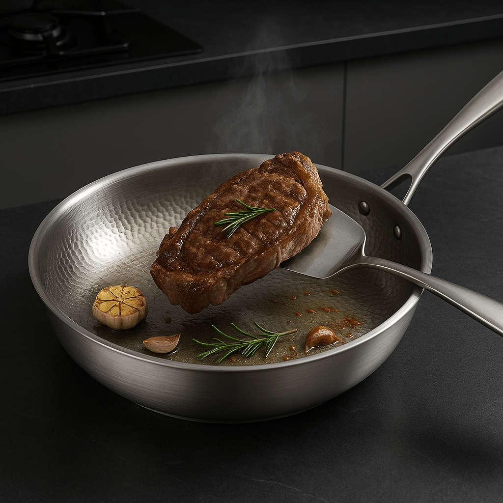 High-quality titanium non-stick frying pan, scratch-resistant cookware for healthy & efficient kitchen use.
