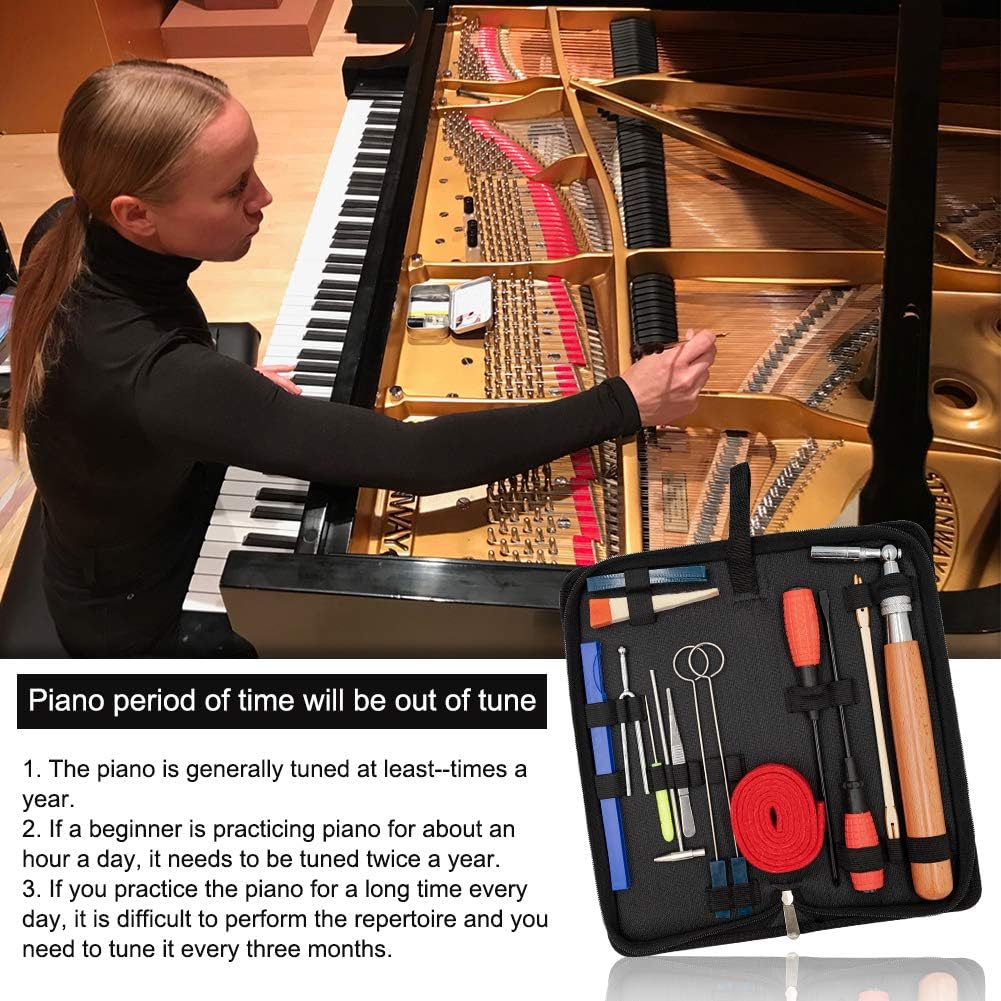 Arvena professional piano tuning kit displayed in its compact storage case, featuring organized musical tools for maintenance.