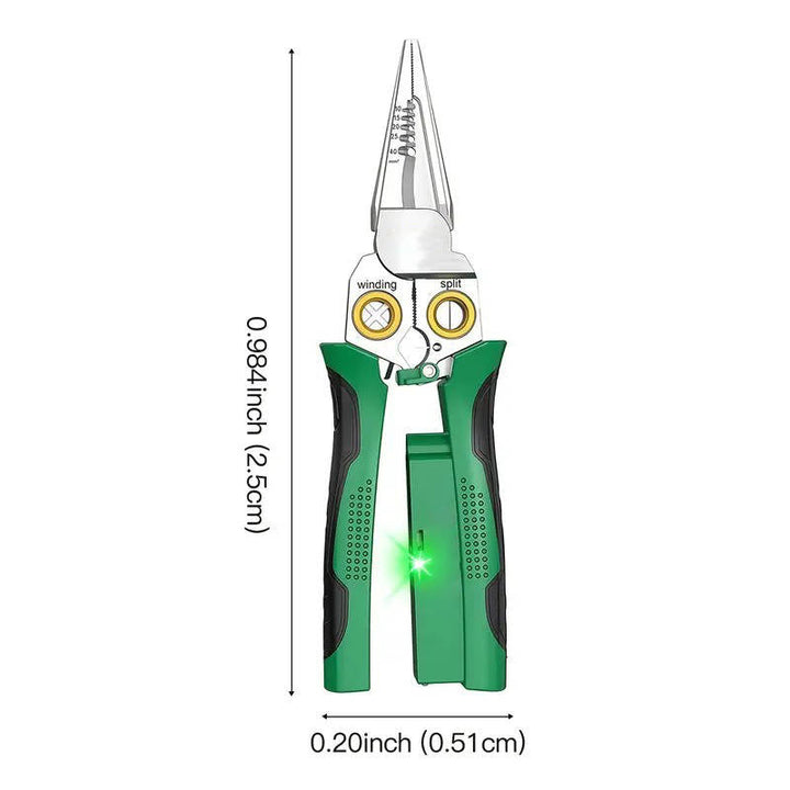 Essential 8-in-1 wire stripper, voltage tester, cable cutter, and crimper. Perfect electrical multi-tool for DIY & pros.
