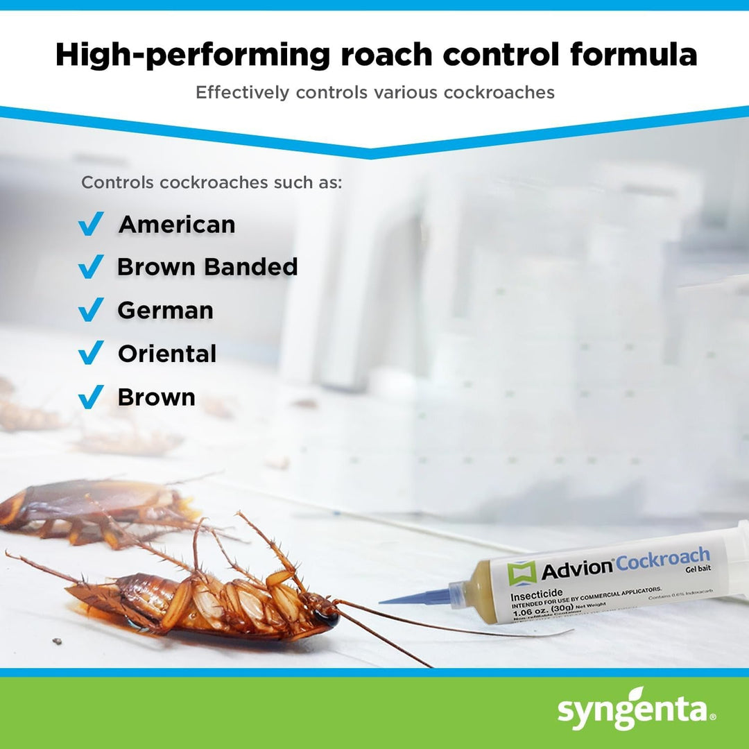 Pack of multiple indoxacarb gel bait syringes for comprehensive professional & home cockroach control.