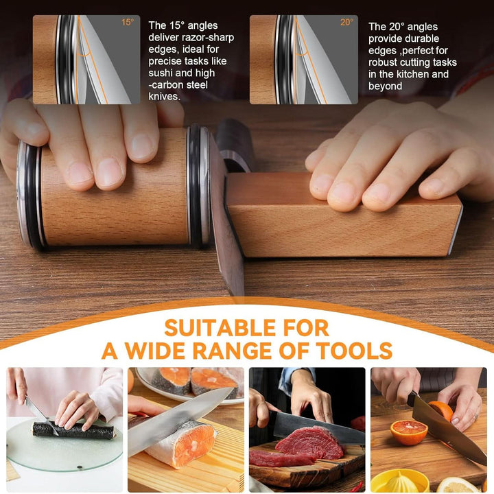 Multi-stage diamond knife sharpener, suitable for various kitchen and professional blades.