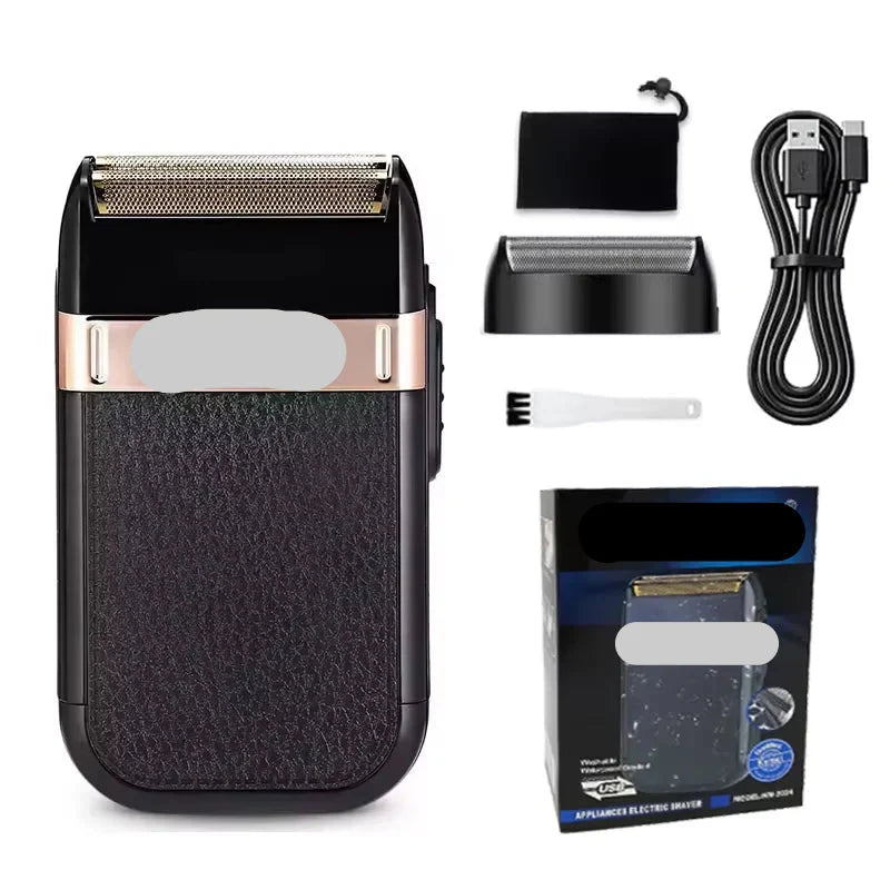 Complete set of barber tools: clipper, trimmer, shaver, combs & cleaning brush in one kit