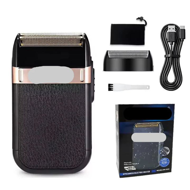 Complete set of barber tools: clipper, trimmer, shaver, combs & cleaning brush in one kit