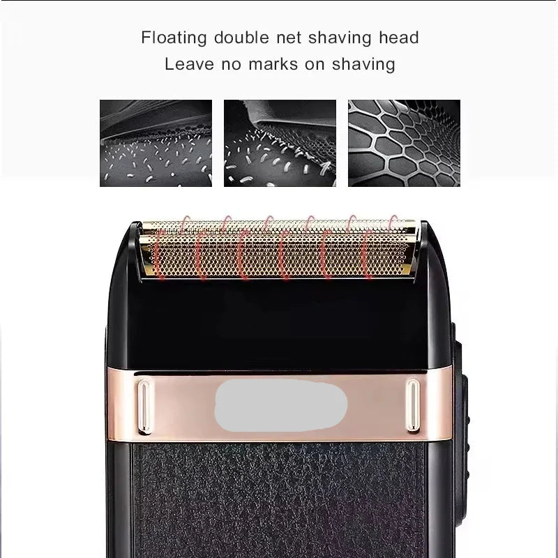 Ergonomic cordless hair clipper in black, part of a professional mens grooming set