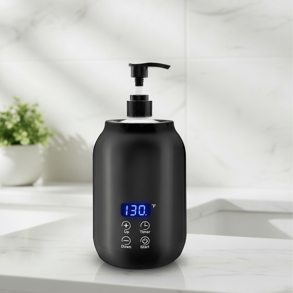 Professional electric massage oil warmer for spa & therapy. Heats oils for relaxation & wellness.