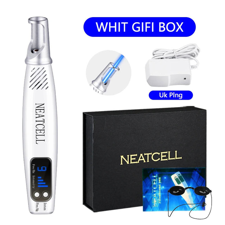 Versatile laser pen for at-home treatment of tattoos, freckles, birthmarks & acne. Clear skin solution.