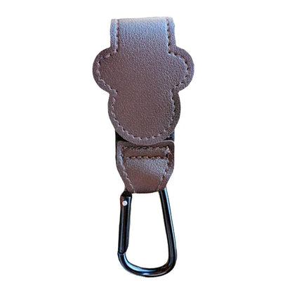 Secure PU leather stroller hook for hanging diaper bags, convenient travel