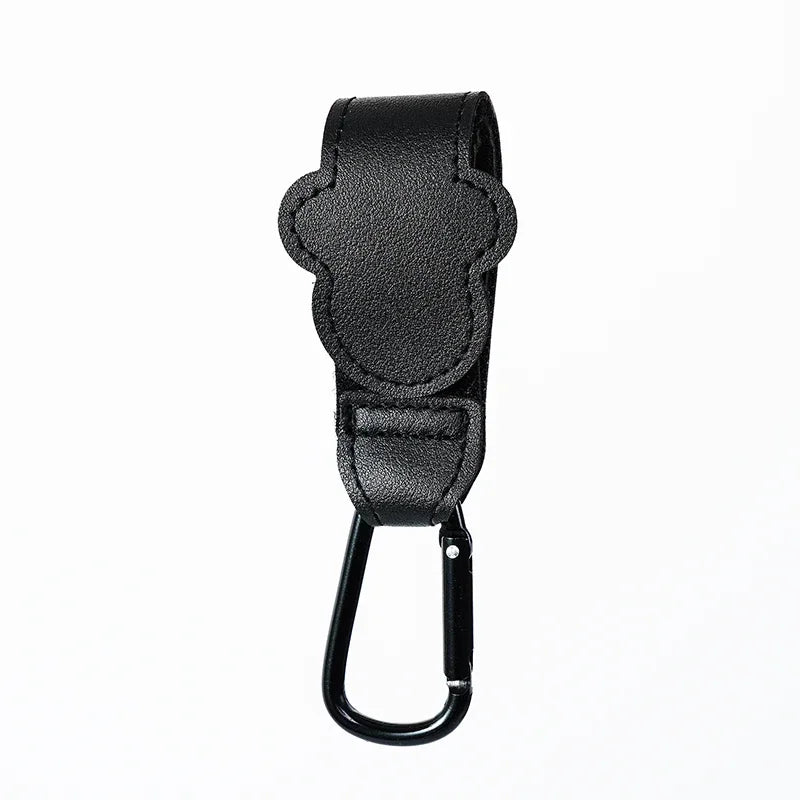 Adjustable PU leather stroller hook clip, versatile parenting solution