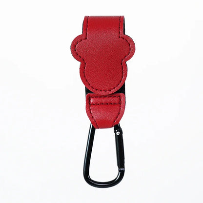 Soft-touch PU leather stroller hook, gentle on pram handles, stylish organizer