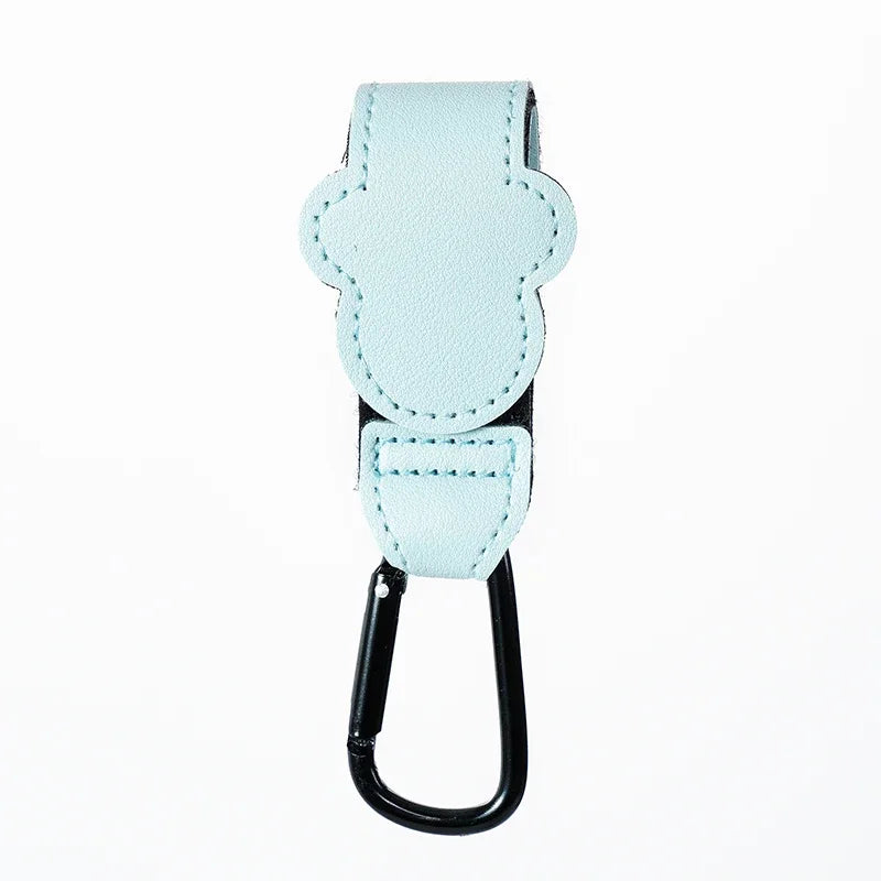 Heavy-duty PU leather stroller hook clip, reliable baby bag hanger