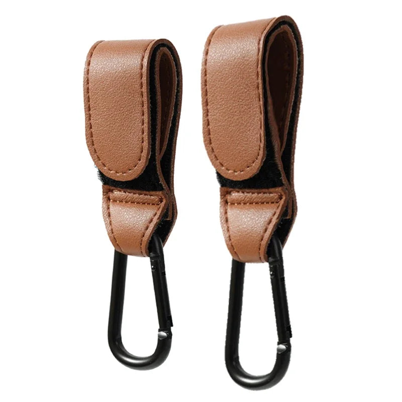 Ergonomic PU leather stroller hook, comfortable and practical organizer