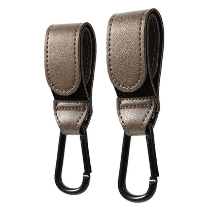 Universal fit PU leather stroller hook, essential for busy parents