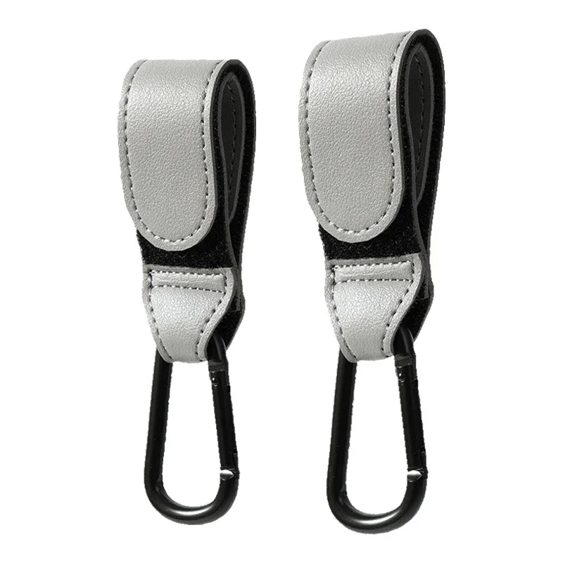 PU leather stroller hook with strong grip for shopping bags, travel friendly