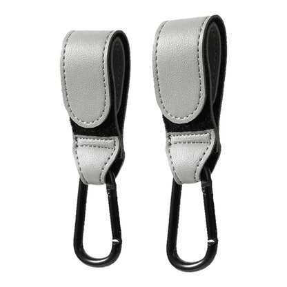 PU leather stroller hook with strong grip for shopping bags, travel friendly