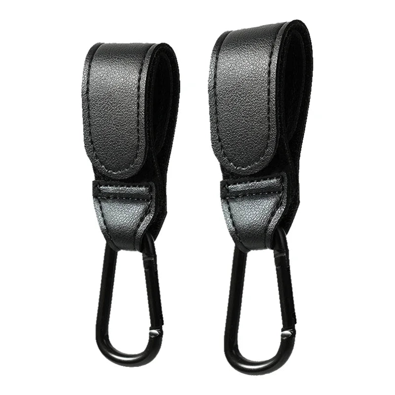 White PU leather universal stroller hook, strong clip for all pram models