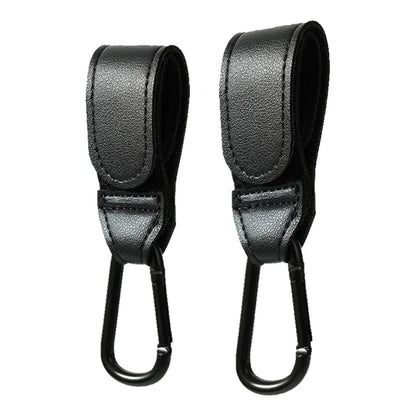 White PU leather universal stroller hook, strong clip for all pram models