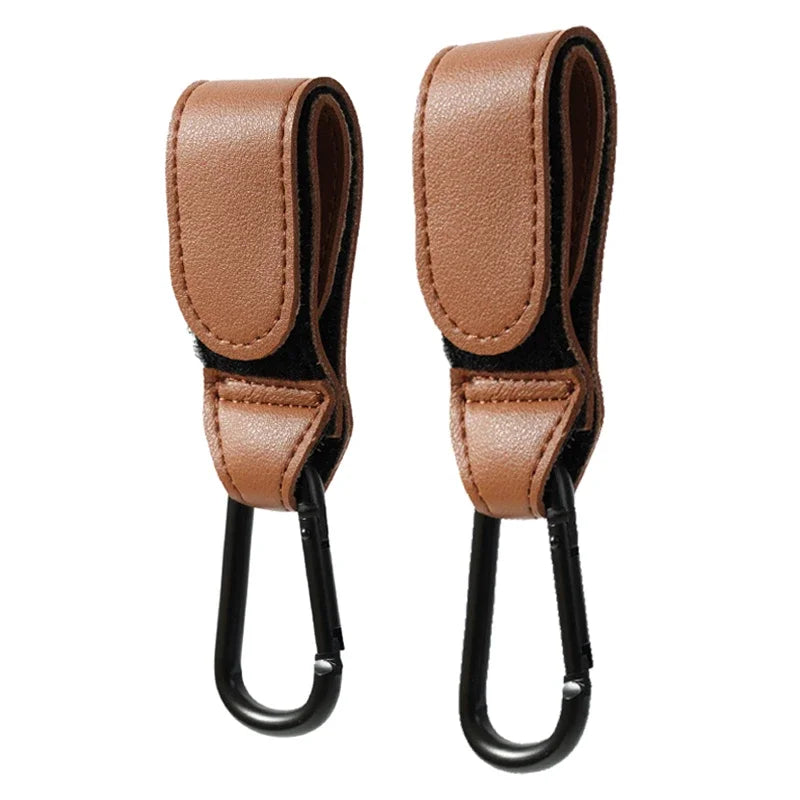 High-quality PU leather stroller hook clip for pram, convenient travel accessory