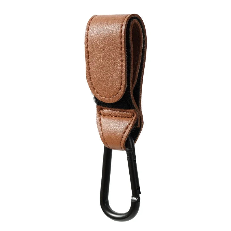 Premium PU leather stroller organizer clip for easy attachment, baby gear