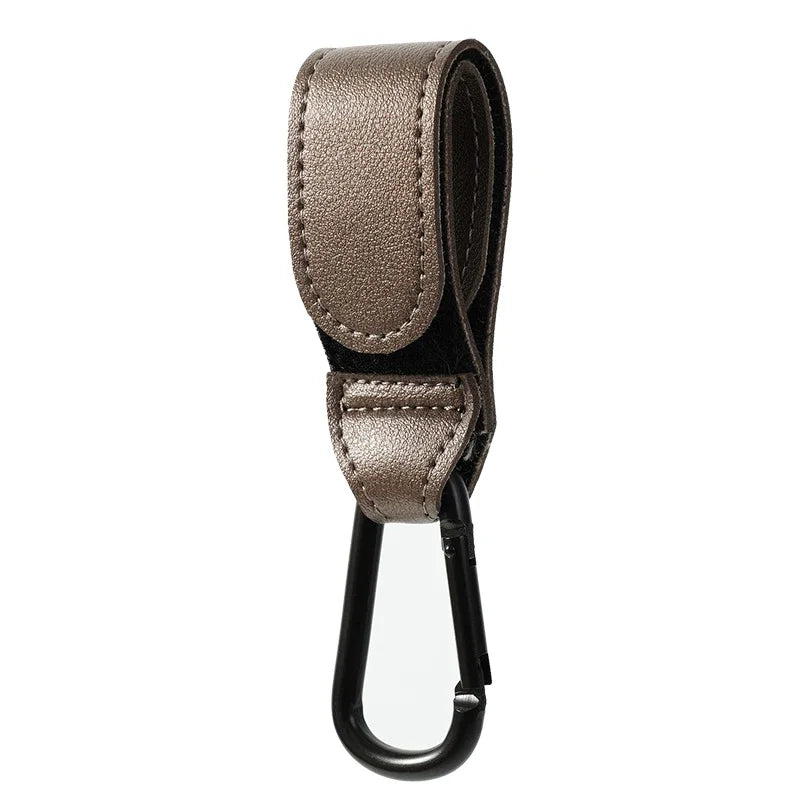 Elegant PU leather stroller accessory: a hook clip for parents on the go
