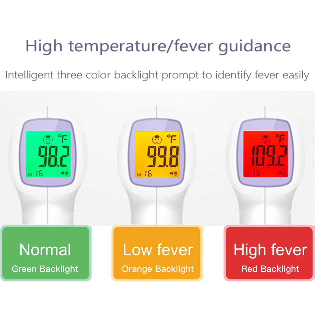 Digital non-contact baby thermometer, purple, for gentle and quick temperature measurement & family health care.
