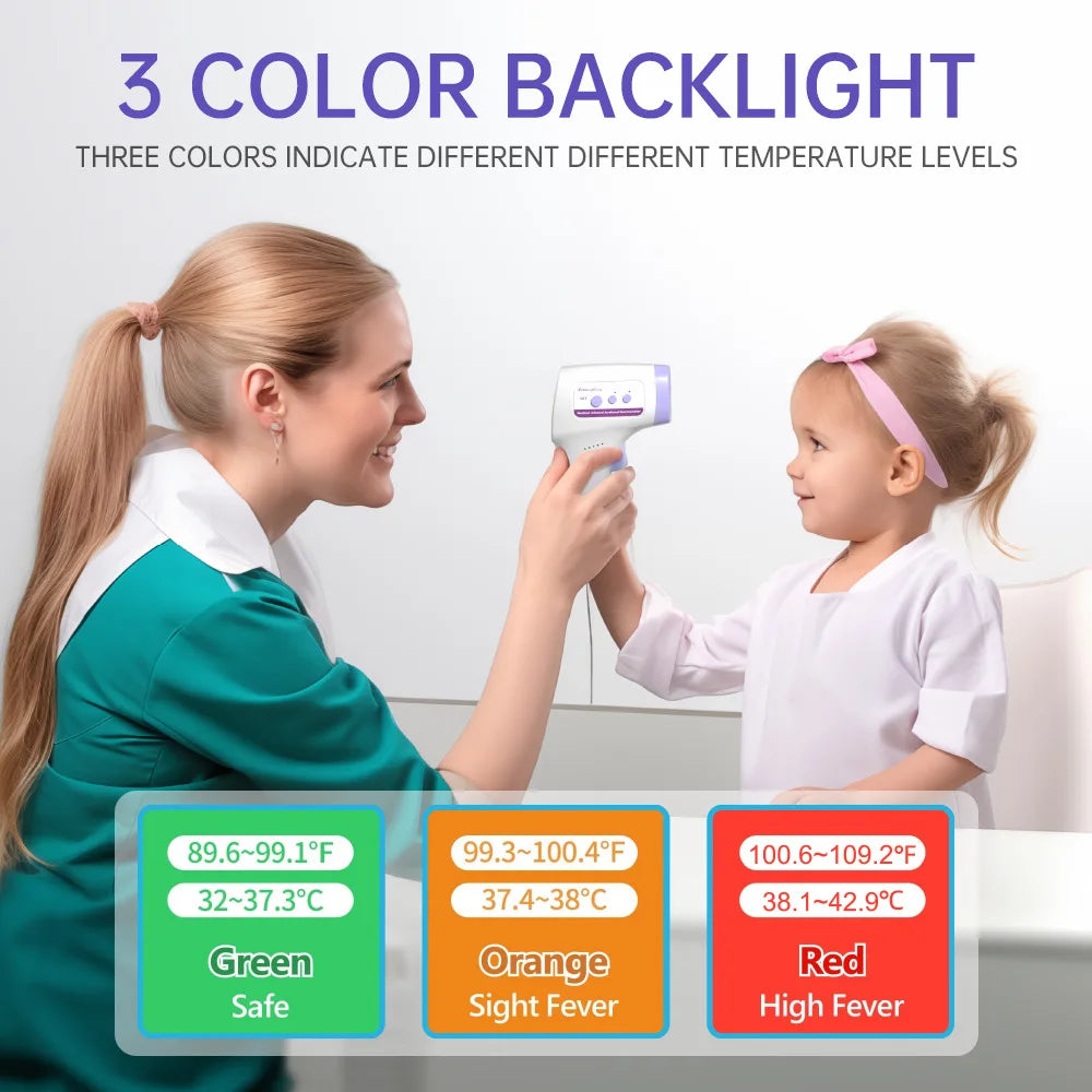 Home essential digital infrared thermometer. Non-contact design ensures safe and quick fever checks for all ages.