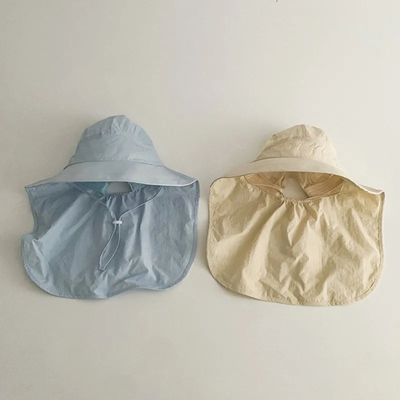 Quick-dry cartoon sunshade fisherman hat for kids, perfect for beach wear & UV protection