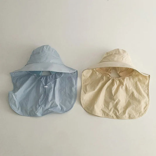 Quick-dry cartoon sunshade fisherman hat for kids, perfect for beach wear & UV protection