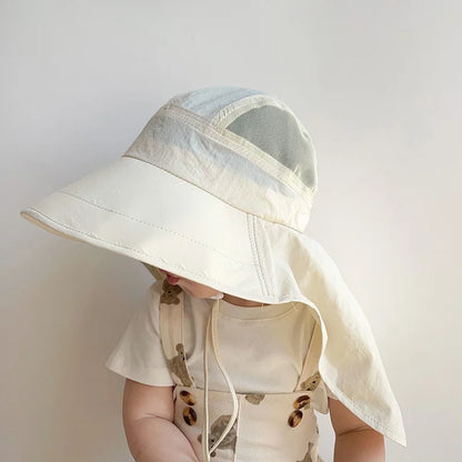 Toddler sun protection hat, quick-dry cartoon print, ideal for pool or beach days