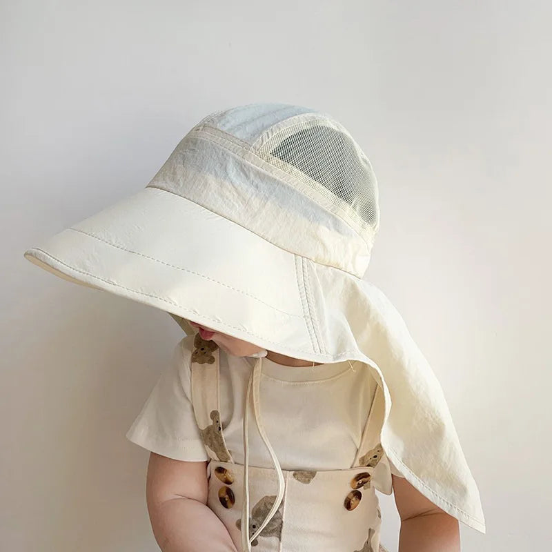 Kids UV protection sunshade hat with fun cartoon design, great for boys and girls