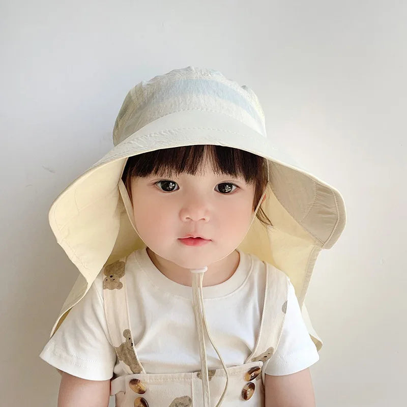Lightweight quick-dry fisherman hat for children, featuring cute cartoon graphics