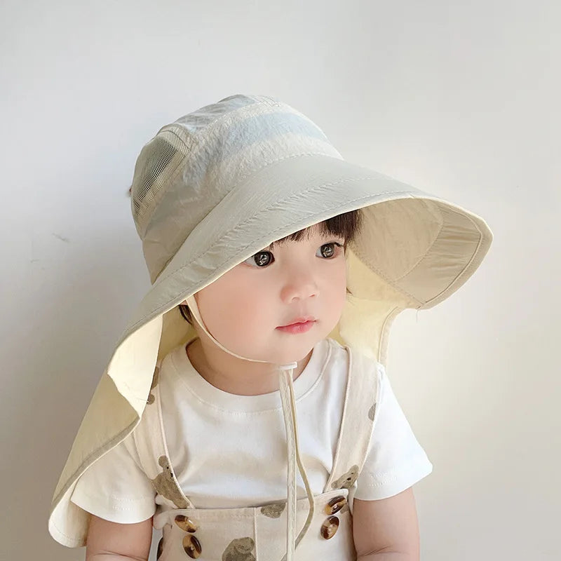 Boys cartoon quick-dry fisherman hat, sun protection for active outdoor play