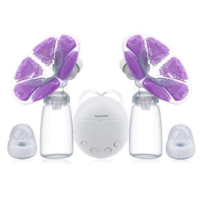 Quiet electric double breast pump for new moms, designed for efficient milk expression and comfortable breastfeeding.