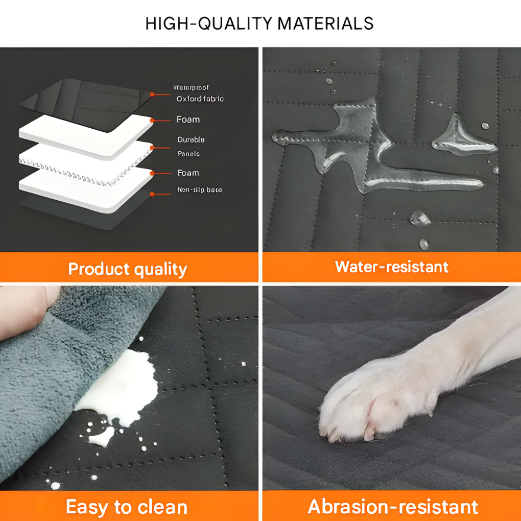Durable quilted backseat protector & pet car seat extender creates a stable travel platform.