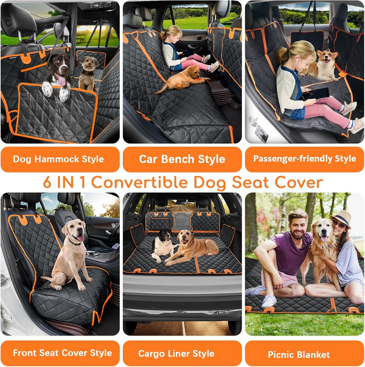 Pet travel hammock car seat protector for dogs, featuring a durable, scratch-proof design for vehicle safety.