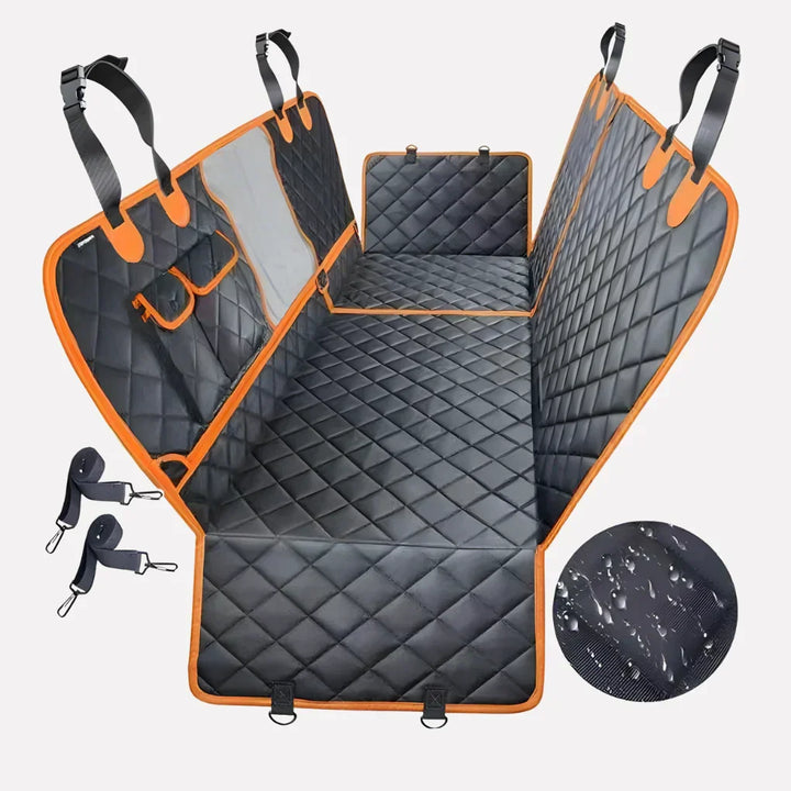 Waterproof quilted dog car seat cover, a reliable pet travel accessory providing vehicle protection for your dog.