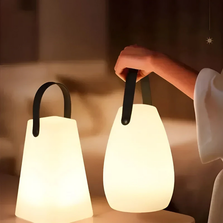 Sleek RadianceFlex rechargeable table lamp with waterproof design for versatile indoor & outdoor use.