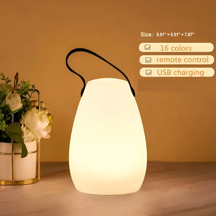 Portable outdoor LED table lamp, waterproof and wireless RadianceFlex, enhancing your decor.