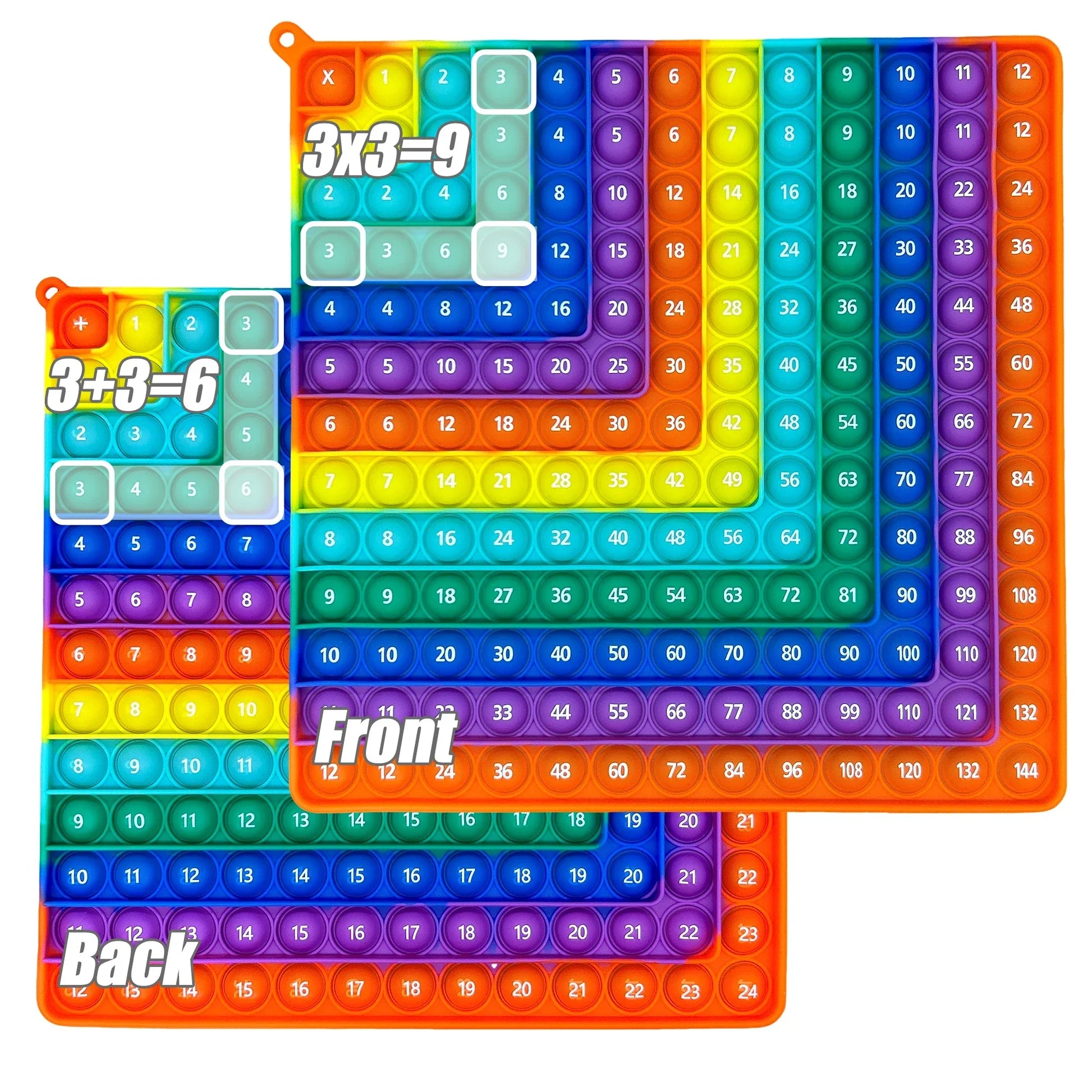Kids' math learning board game, a rainbow fidget popper for stress relief