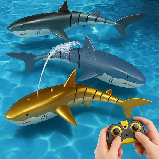 RC shark toy, glow-in-dark, spraying water, for kids 4-5 years, children's gift, outdoor play