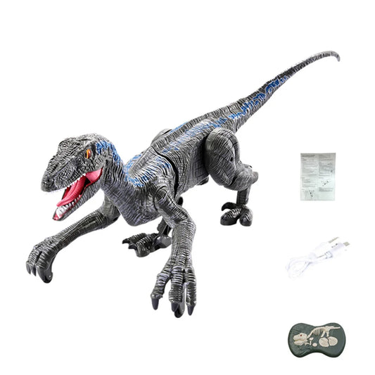 RC Velociraptor dinosaur toy, remote control for kids, educational pre-historic play.