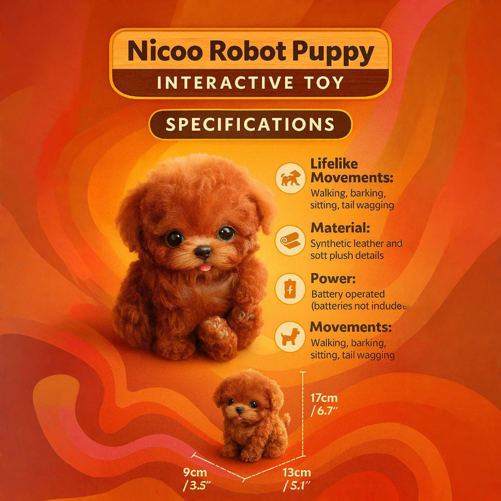 Realistic interactive walking puppy robot toy for kids, wags its tail & barks, a perfect electronic pet.