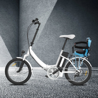 Toddler bike seat (rear mounted) with comfortable backrest and footrests, essential baby safety accessory for bikes.