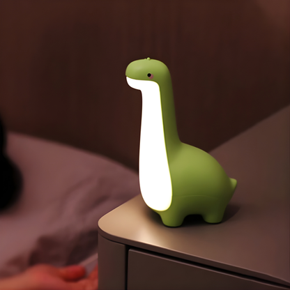 Rechargeable dinosaur night light for kids' bedroom, soft glow LED lamp for toddlers.