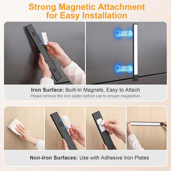Versatile rechargeable LED lights: Magnetic, motion sensor, under cabinet, USB-C. Perfect for home.