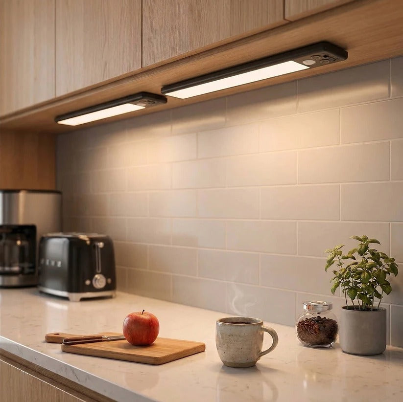 USB-C rechargeable LED utility lights (set of 2). Magnetic, motion sensor for smart lighting.