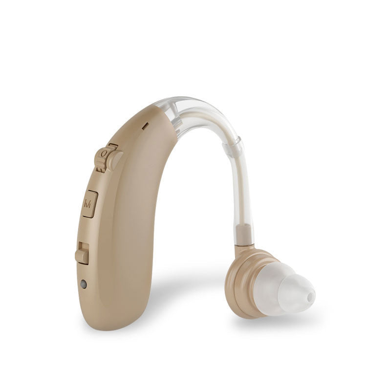 Rechargeable universal fit hearing aid for comfortable, discreet auditory enhancement.