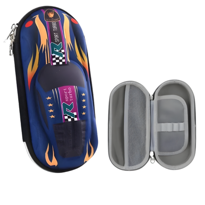 Yellow 3D car design pencil case, a cool gift idea for young boys' school supplies.
