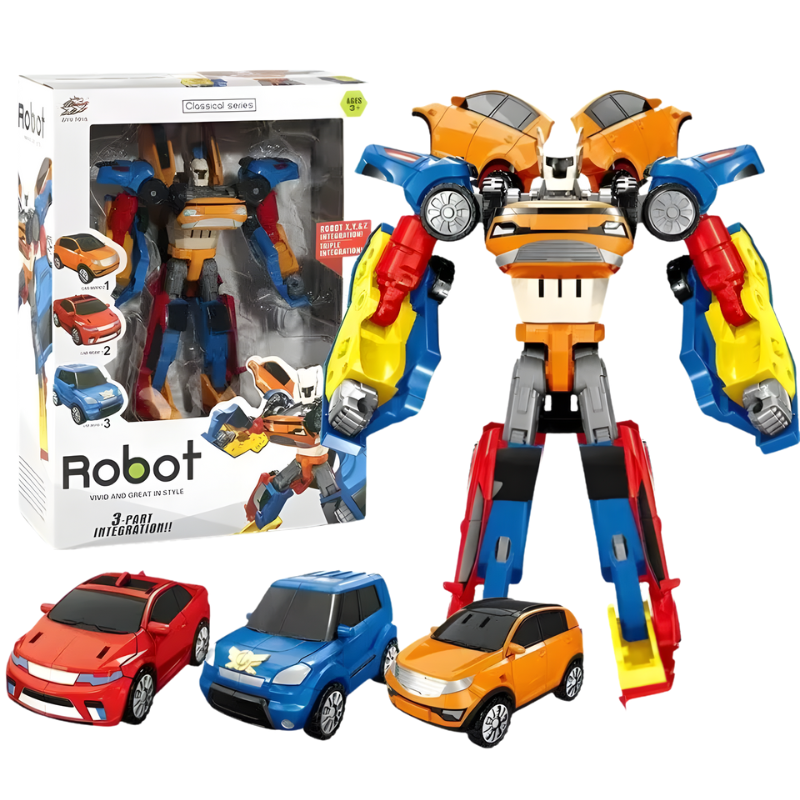 Boys and girls 3-in-1 robot car jet toy in jet mode, offering versatile play and adventure.
