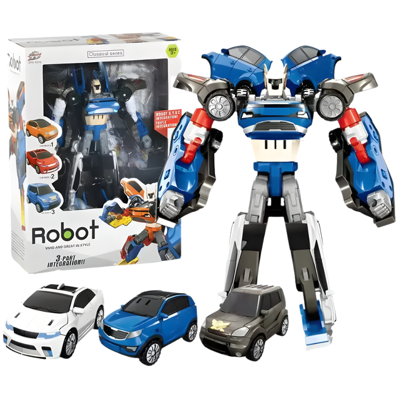 Durable kids' transforming robot, car, and jet toy, promoting creative play for young children.