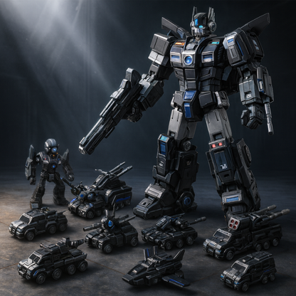 Red and blue kids' transforming robot vehicle toy, encouraging creative play and makes a great gift.
